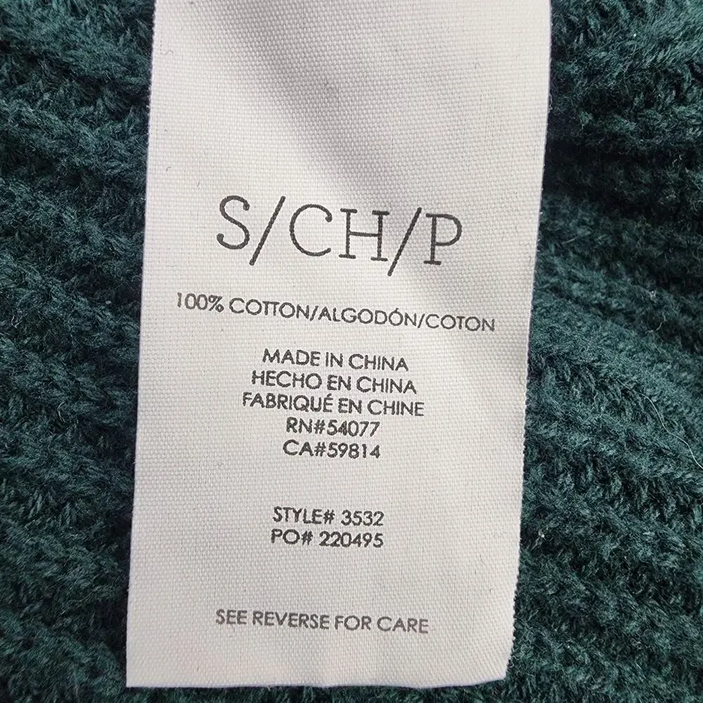 Cabi Women Pullover Sweater Small Green Knit Ruched Sleeve Cowl Neck Cotton 3532